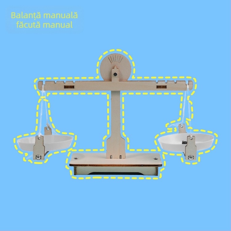 Set DIY balanță din lemn STEM pentru copii 3–6 ani, experiment științific