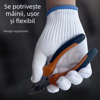 Mănuși de protecție pentru lucru din fir de bumbac-satén, tricotate cu 10 ace (Brand: Love and wear; Funcție: Protecție și rezistență la uzură; Domeniu de utilizare: Protecție; Greutate: 1)