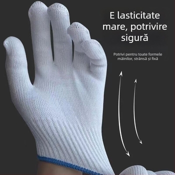 Mănuși de protecție pentru lucru din fir de bumbac-satén, tricotate cu 10 ace (Brand: Love and wear; Funcție: Protecție și rezistență la uzură; Domeniu de utilizare: Protecție; Greutate: 1)
