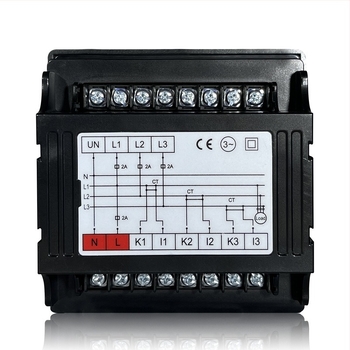Contor de putere trifazat cu trei afișaje pentru tensiune, curent și frecvență – măsurare pentru motor cu curent alternativ