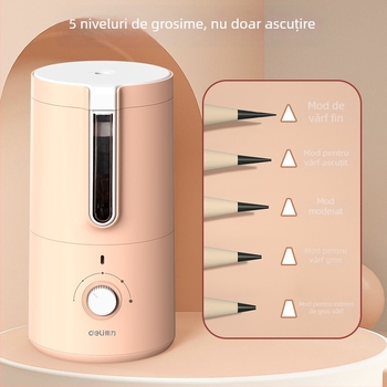 Deli VA8 Ascuțitoare electrică de creioane pentru elevi din învățământ primar, carcasă din plastic