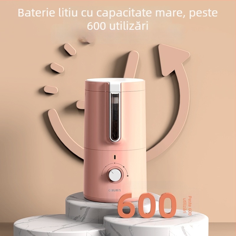 Deli VA8 Ascuțitoare electrică de creioane pentru elevi din învățământ primar, carcasă din plastic