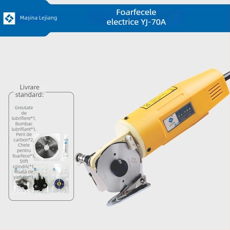 Lejiang Foarfece electrice 70A, manuale, lamă rotundă pentru tăierea hainelor, textile și piele, 240V