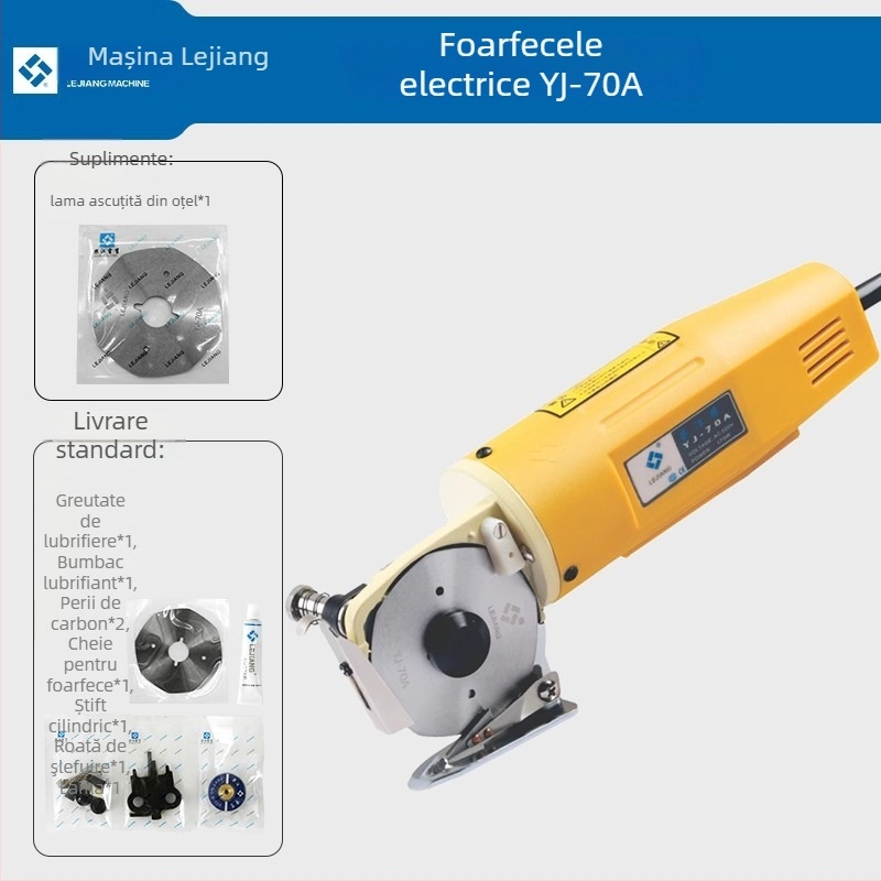 Lejiang Foarfece electrice 70A, manuale, lamă rotundă pentru tăierea hainelor, textile și piele, 240V