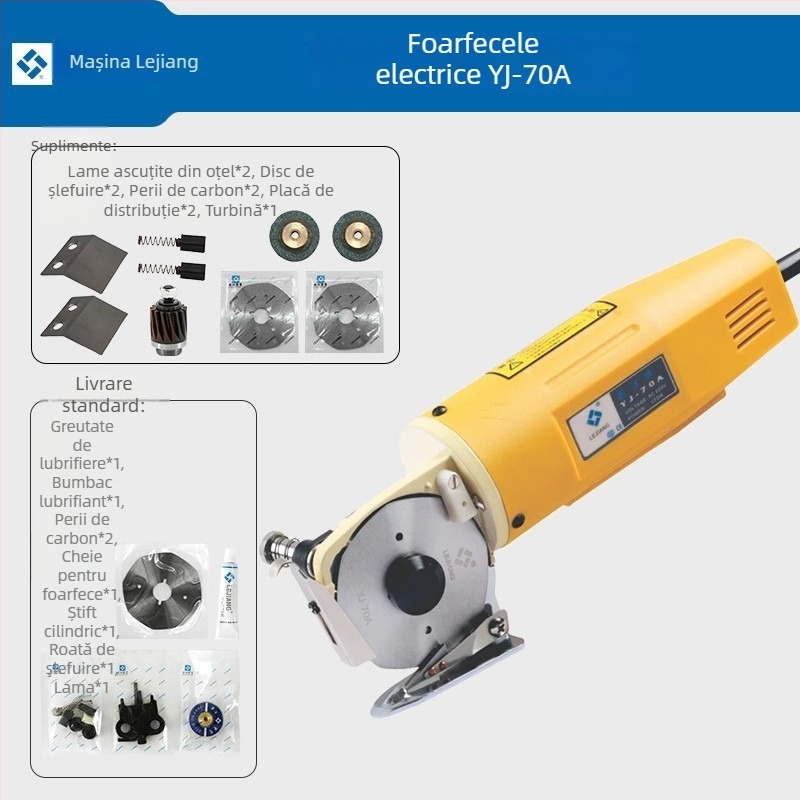 Lejiang Foarfece electrice 70A, manuale, lamă rotundă pentru tăierea hainelor, textile și piele, 240V