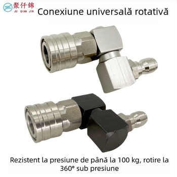 Pistol de spalare cu presiune înaltă, conector rapid 1/4, articulație rotativă la 360°; construcție din aluminiu, cupru și oțel inoxidabil; presiune maximă a apei 100 kg