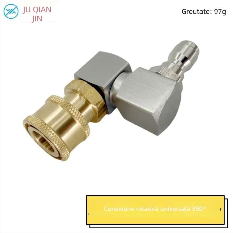 Pistol de spalare cu presiune înaltă, conector rapid 1/4, articulație rotativă la 360°; construcție din aluminiu, cupru și oțel inoxidabil; presiune maximă a apei 100 kg