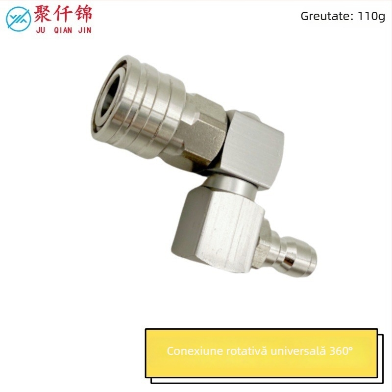 Pistol de spalare cu presiune înaltă, conector rapid 1/4, articulație rotativă la 360°; construcție din aluminiu, cupru și oțel inoxidabil; presiune maximă a apei 100 kg