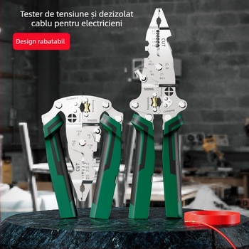 Span Tools Pensă electrică multifuncțională pentru electricieni, cu dezizolare cabluri și clește crimping, separator de cabluri pliabil, lungime 240 mm, diametru dezizolare 0,8–2,6 mm, greutate 250 g