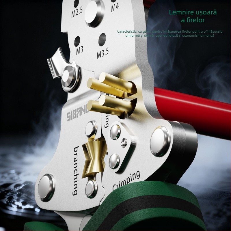 Span Tools Pensă electrică multifuncțională pentru electricieni, cu dezizolare cabluri și clește crimping, separator de cabluri pliabil, lungime 240 mm, diametru dezizolare 0,8–2,6 mm, greutate 250 g