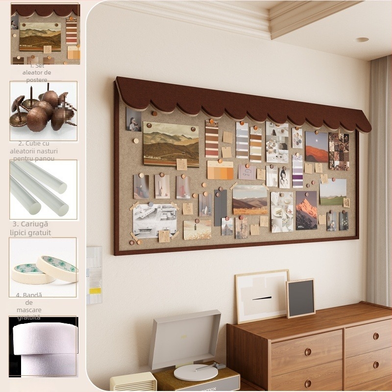 Panou foto 3D cu flori de mătase și tablă de plută – stil universal, cadou pentru ziua de naștere