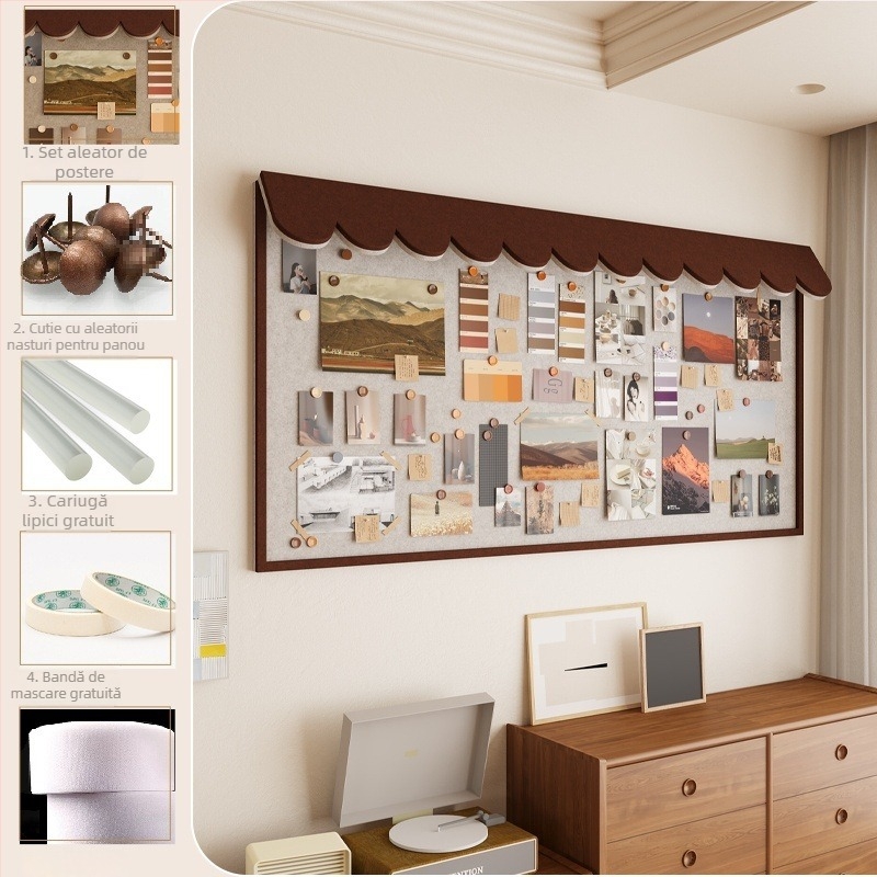 Panou foto 3D cu flori de mătase și tablă de plută – stil universal, cadou pentru ziua de naștere