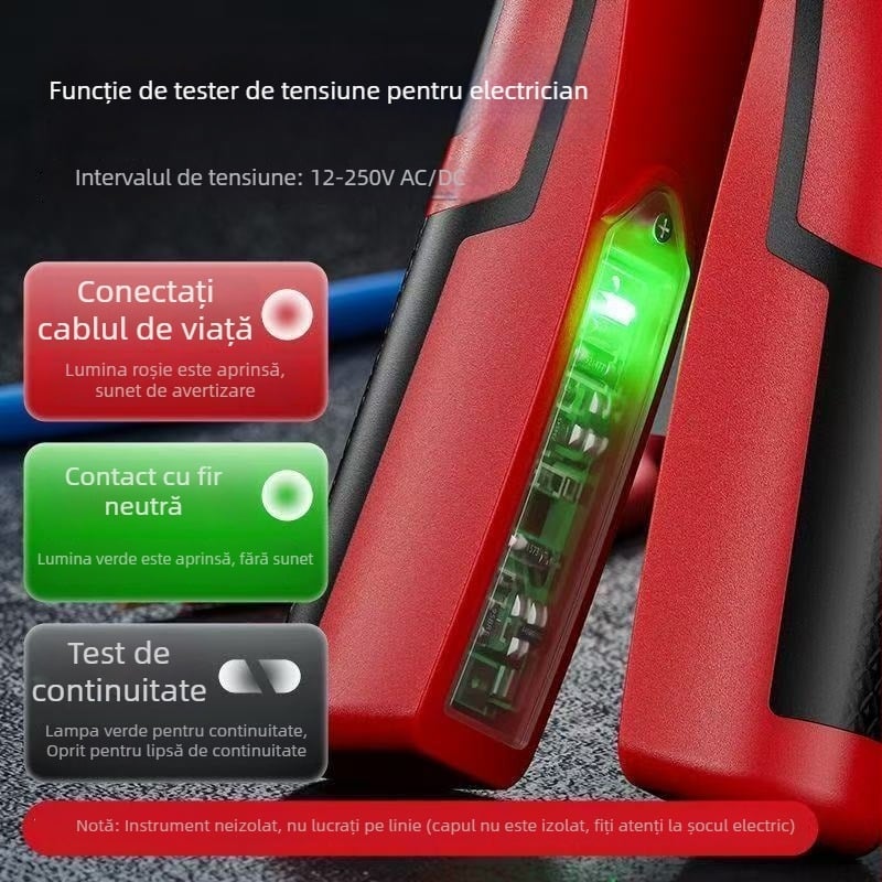 Clește electric multifuncțional cu nas ascuțit pentru tăierea cablurilor, presare conductori, dezizolarea izolației și înfășurarea firelor