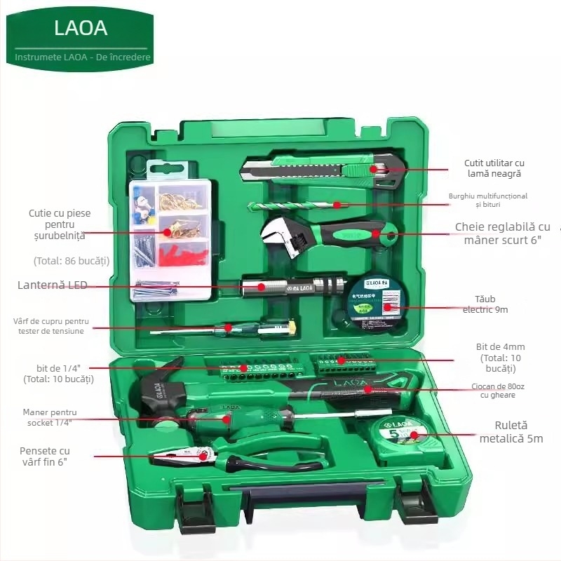 LA101207 set unelte 116 piese pentru uz casnic – unelte de demontare pentru reparații hardware și lucrări electrice, Old a, material PC