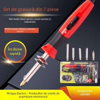 Kit fier de lipit electric cu temperatură reglabilă – set de 7 piese pentru reparații casnice și pirografie, mâner din plastic, 220V