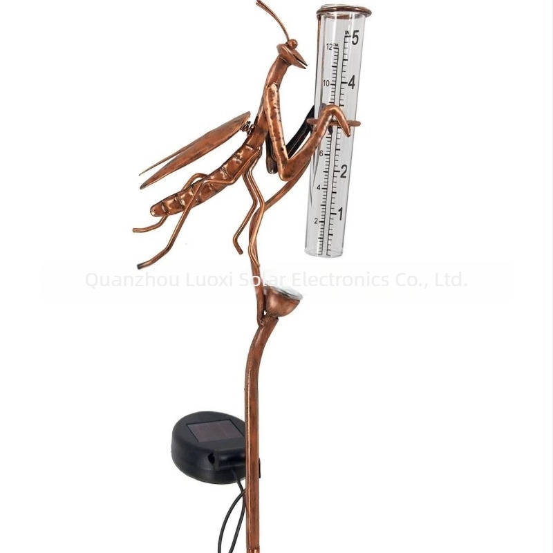 Ornament de grădină din fier, în formă de insectă, cu iluminare solară și senzor de ploaie, model LKS-1105, IP65, 0,5W, CE certificat