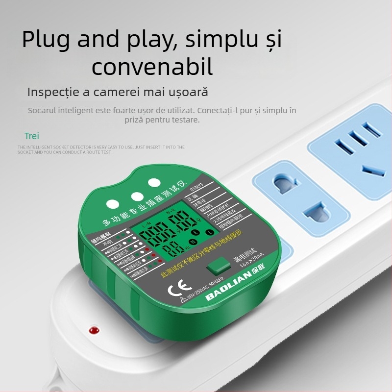 Detector de fază multifuncțional cu afișaj digital, detector pentru priză/mufă, detecție a scurgerilor