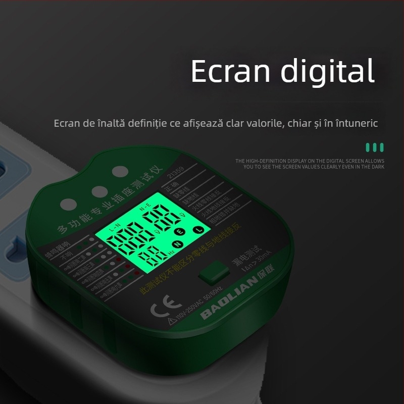 Detector de fază multifuncțional cu afișaj digital, detector pentru priză/mufă, detecție a scurgerilor