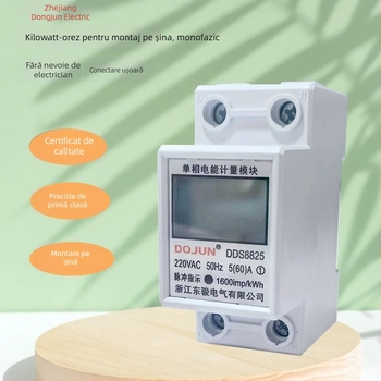 Dongjun contor monofazat montat pe profil DIN, 220V, inteligent cu afișaj multiplu, uz casnic, 5(60)A