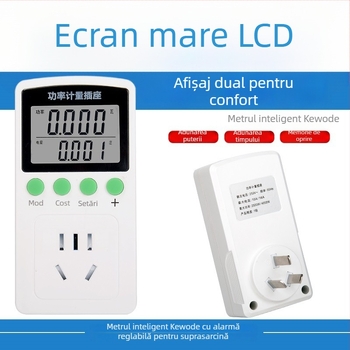 Coward monitor de energie pentru uz casnic, cu priză de măsurare – măsoară tensiunea, curentul și puterea; afișaj numeric; 50 Hz.