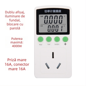 Coward monitor de energie pentru uz casnic, cu priză de măsurare – măsoară tensiunea, curentul și puterea; afișaj numeric; 50 Hz.
