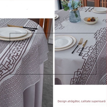 Față de masă de unică folosință din PE, pătrată, impermeabilă și rezistentă la ulei, model Window Flower cu bujor și grilaj