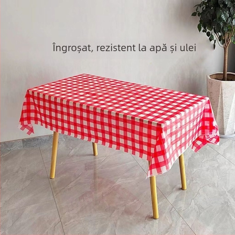 Față de masă de unică folosință din PE, pătrată, impermeabilă și rezistentă la ulei, model Window Flower cu bujor și grilaj