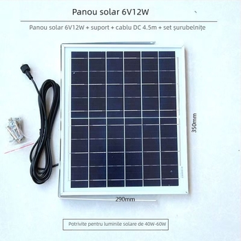 Panou fotovoltaic de încărcare, 6V, până la 36V, 15–20W, dreptunghiular 500x200 mm, durată de viață peste 25 de ani