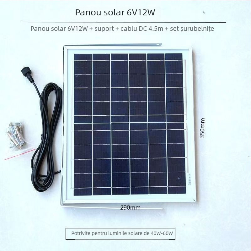 Panou fotovoltaic de încărcare, 6V, până la 36V, 15–20W, dreptunghiular 500x200 mm, durată de viață peste 25 de ani