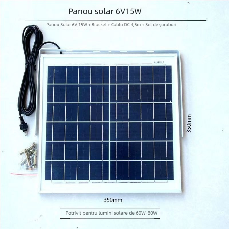 Panou fotovoltaic de încărcare, 6V, până la 36V, 15–20W, dreptunghiular 500x200 mm, durată de viață peste 25 de ani