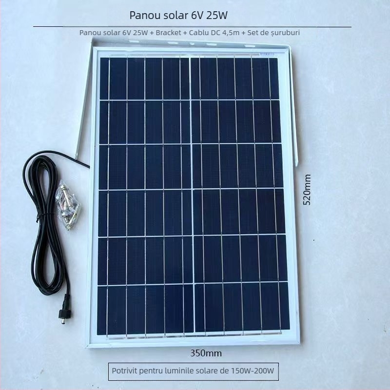 Panou fotovoltaic de încărcare, 6V, până la 36V, 15–20W, dreptunghiular 500x200 mm, durată de viață peste 25 de ani