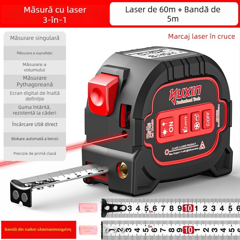 Yuxin Măsurător cu Laser – Instrument Electronic Infrared, 3 în 1 pentru încăperi mici
