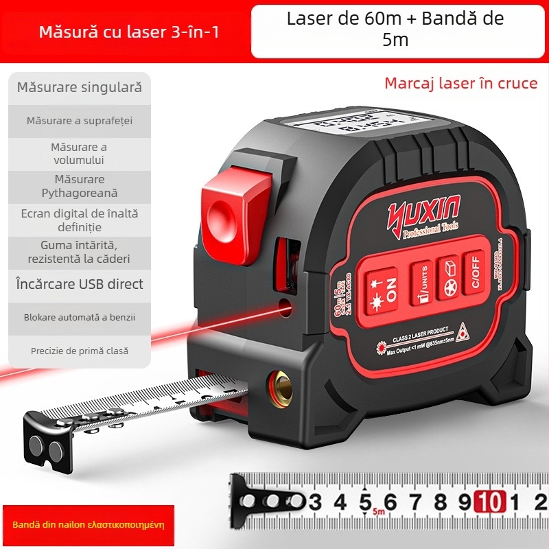 Yuxin Măsurător cu Laser – Instrument Electronic Infrared, 3 în 1 pentru încăperi mici