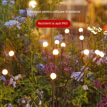 Lampa de exterior solară, design firefly, IP65, oțel inoxidabil, 5W, iluminare continuă 6–12 ore.