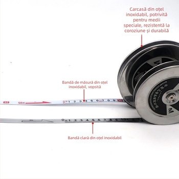 Bandă metrică cu disc din oțel inoxidabil — durabilă, rezistentă la cădere, cu distanțier laser, 20/30/50 m, instrument portabil pentru șantier