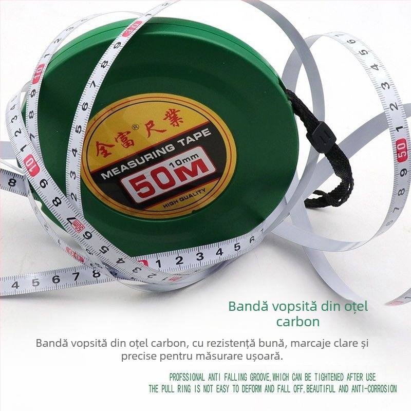 Bandă metrică cu disc din oțel inoxidabil — durabilă, rezistentă la cădere, cu distanțier laser, 20/30/50 m, instrument portabil pentru șantier