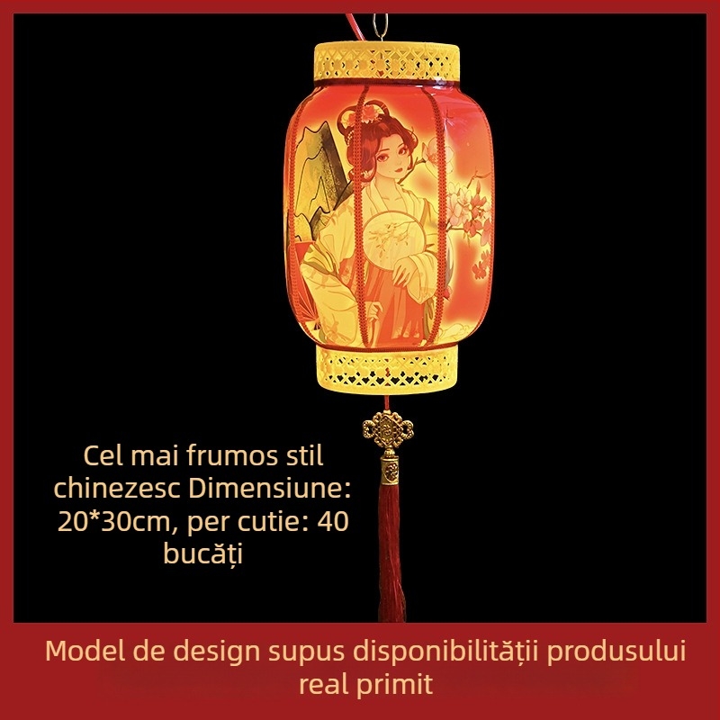 Lanterna LED atarnabilă pentru exterior, stil chinezesc, IP65, alimentare prin cablu