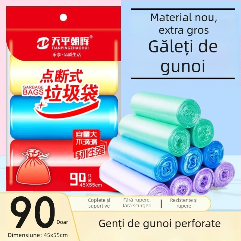 Saci de gunoi din HDPE, groși, cu gură plată, 100 buc., uz general