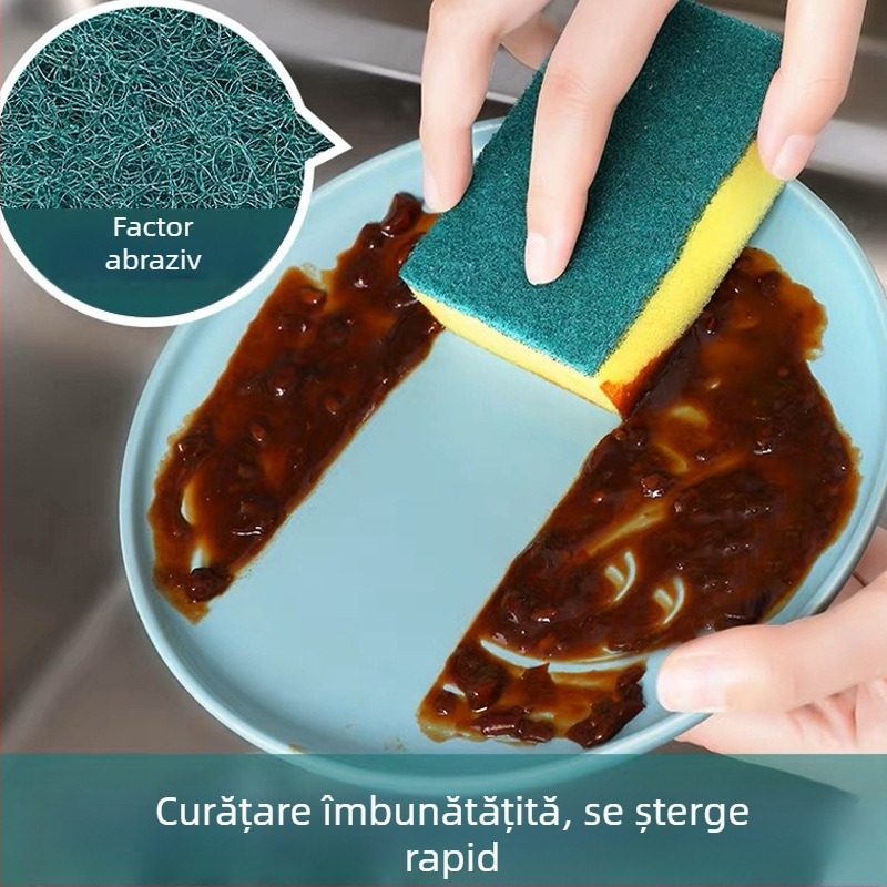 Burete abraziv dublu-fată pentru oale și boluri, pachet de 4 bucăți, curățenie casnică (Material: burete; Aplicabil: oale și boluri; Funcție: curățenie; Pachet: 4)