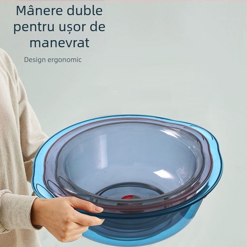 Balance Chaohui bazin transparent cu mâner dublu — bazin din plastic pentru spălarea hainelor, legumelor și fructelor, spălarea picioarelor și a feței (400 g)