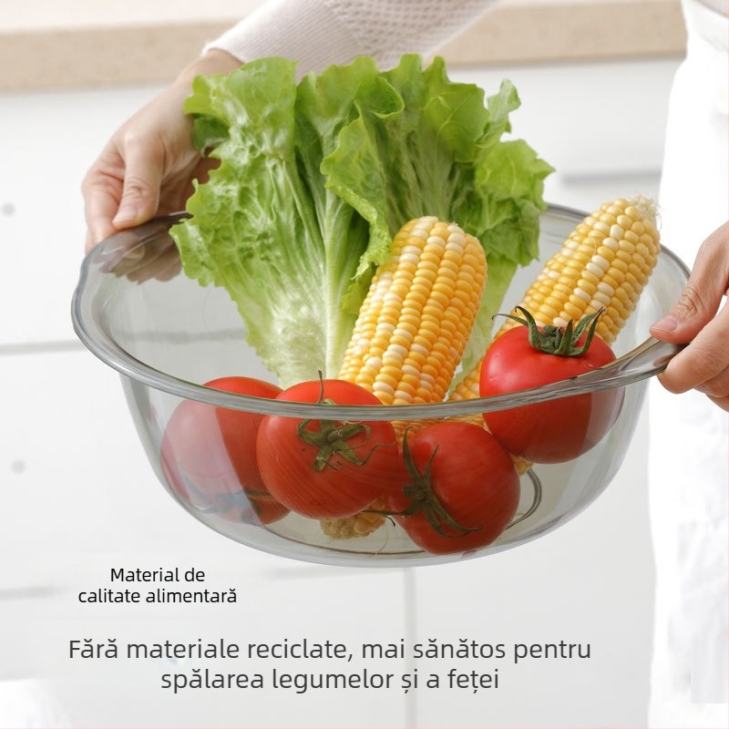 Balance Chaohui bazin transparent cu mâner dublu — bazin din plastic pentru spălarea hainelor, legumelor și fructelor, spălarea picioarelor și a feței (400 g)