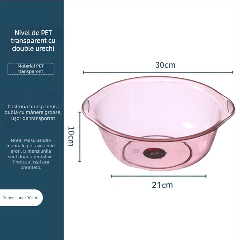 Balance Chaohui bazin transparent cu mâner dublu — bazin din plastic pentru spălarea hainelor, legumelor și fructelor, spălarea picioarelor și a feței (400 g)