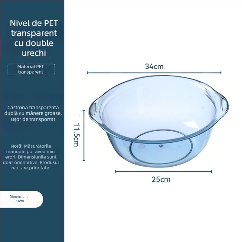 Balance Chaohui bazin transparent cu mâner dublu — bazin din plastic pentru spălarea hainelor, legumelor și fructelor, spălarea picioarelor și a feței (400 g)