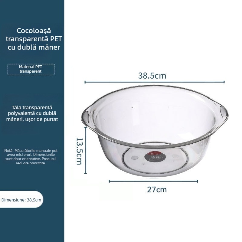 Balance Chaohui bazin transparent cu mâner dublu — bazin din plastic pentru spălarea hainelor, legumelor și fructelor, spălarea picioarelor și a feței (400 g)