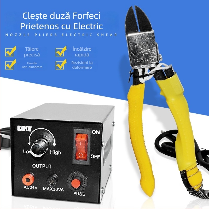 Clește electric pentru încălzire a plasticului, mânere acril-nylon – 220–240V prin priză