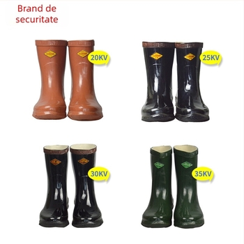 Pantofi izolanti din cauciuc pentru electricieni, brand Safety Card, cu înălime medie a părții superioare