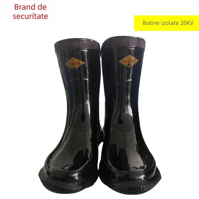 Pantofi izolanti din cauciuc pentru electricieni, brand Safety Card, cu înălime medie a părții superioare