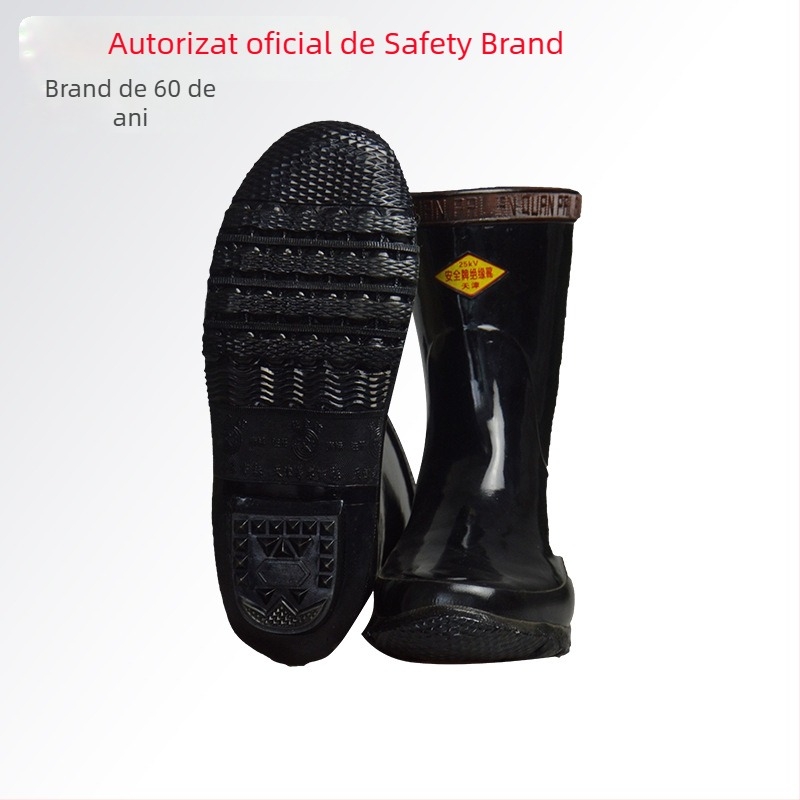 Pantofi izolanti din cauciuc pentru electricieni, brand Safety Card, cu înălime medie a părții superioare