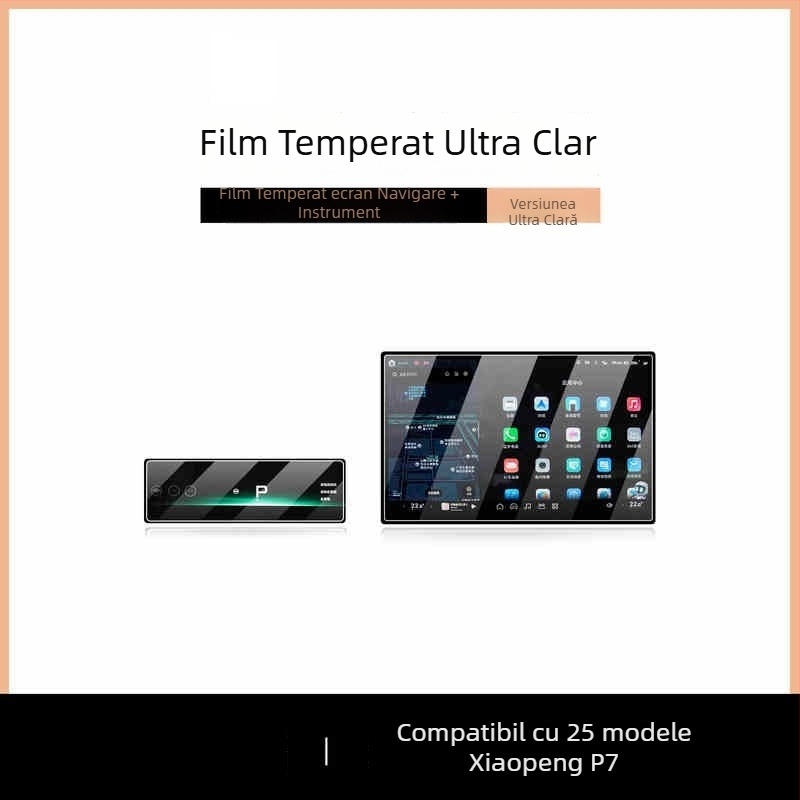 Protecție ecran din sticlă temperată pentru afișajul central Xpeng P7 — design monobloc, antiamprente