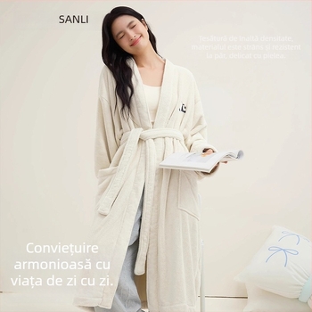 Halat de baie pentru cuplu, unisex, cu broderie Panda, din Coral Fleece